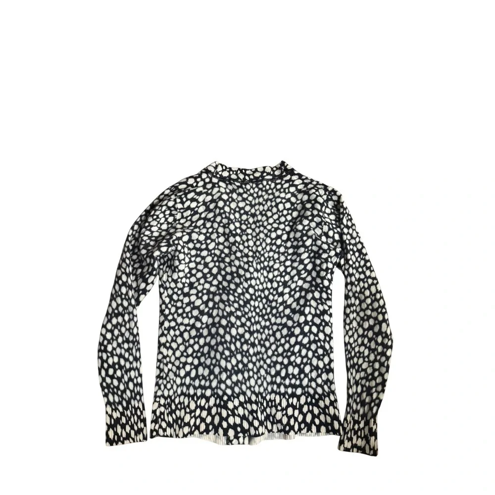 Tory Burch‎ Black Speckled Merino Wool Cardigan Sweater L Luxury Minimalist